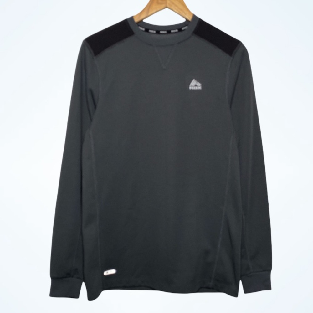 RBX Performance Gray Thermal Long Sleeved T-Shirt Black Trim Mens Small